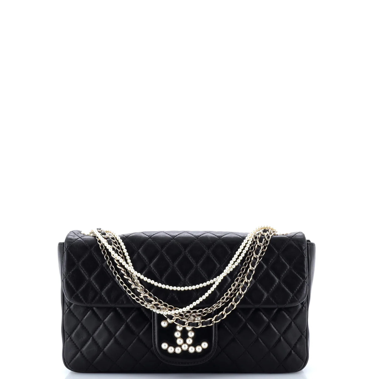 Westminster Pearl Chain Flap Bag Quilted Lambskin Medium - Deep Luxury