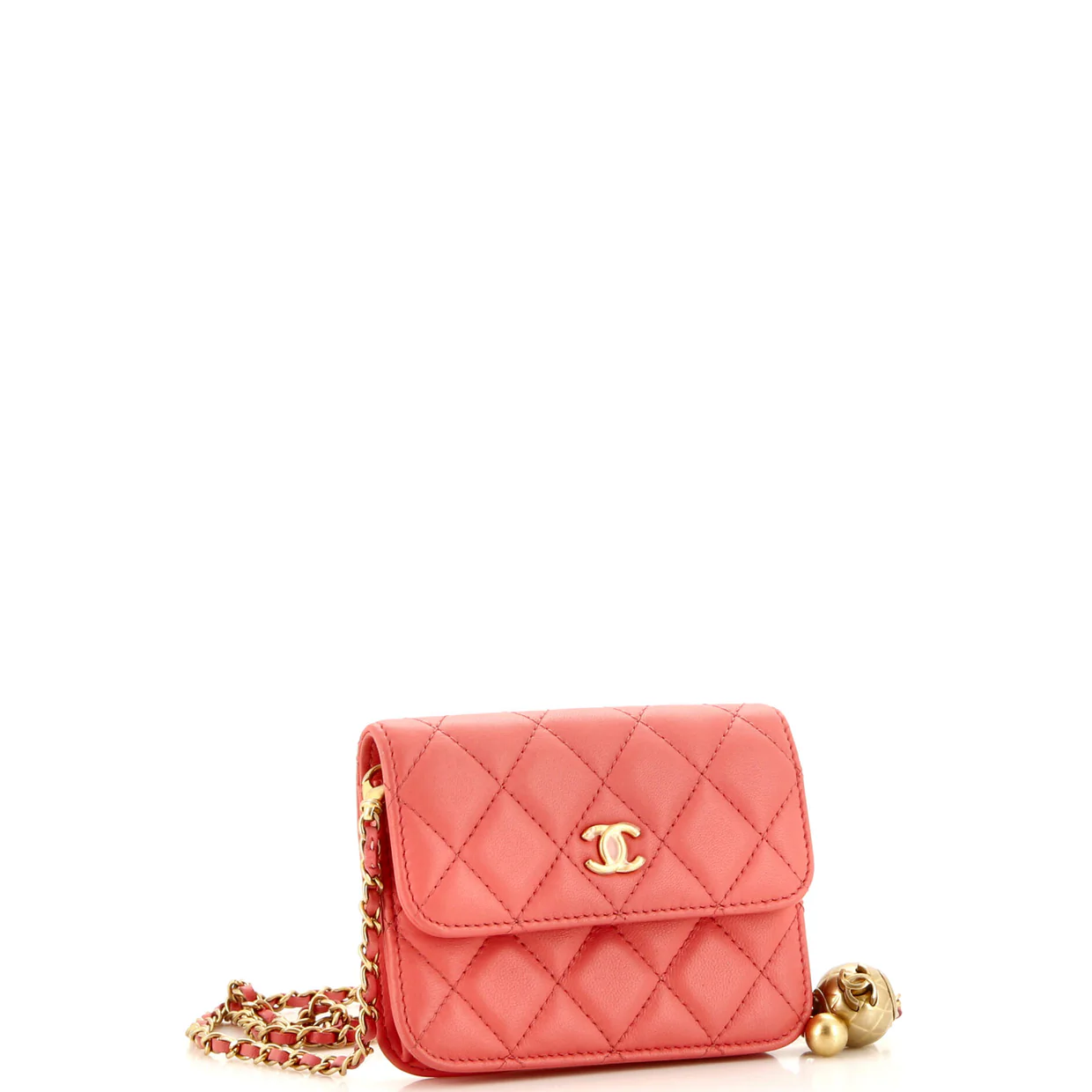 Pearl Crush Flap Clutch with Chain Quilted Lambskin Mini - Deep Luxury
