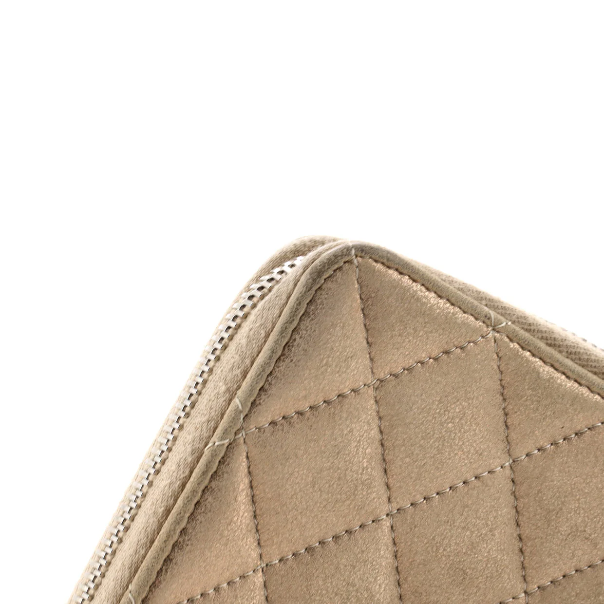 Zip Around Wallet Quilted Metallic Lambskin Long - Deep Luxury