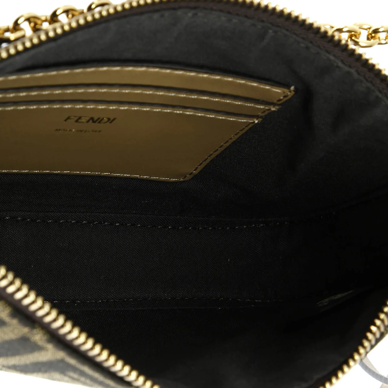 Baguette Pouch with Chain Zucca Canvas - Deep Luxury