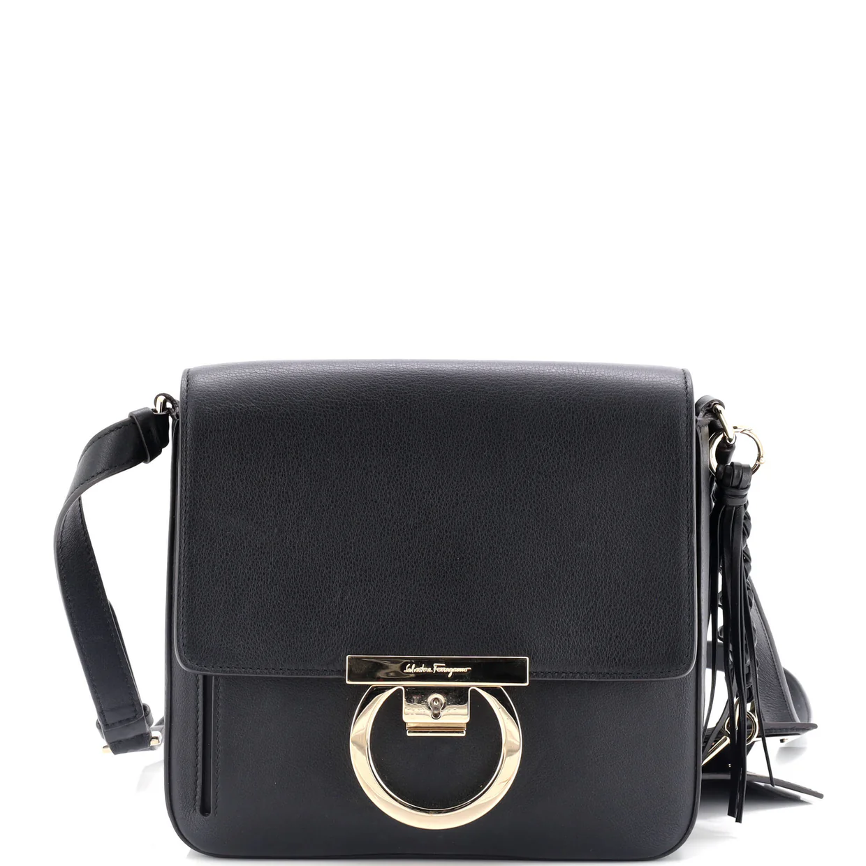 Tassel Gancini Lock Flap Shoulder Bag Leather Medium - Deep Luxury