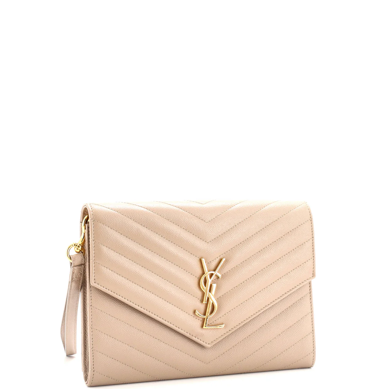 Classic Monogram Envelope Wristlet Clutch Matelasse Chevron Leather - Deep Luxury