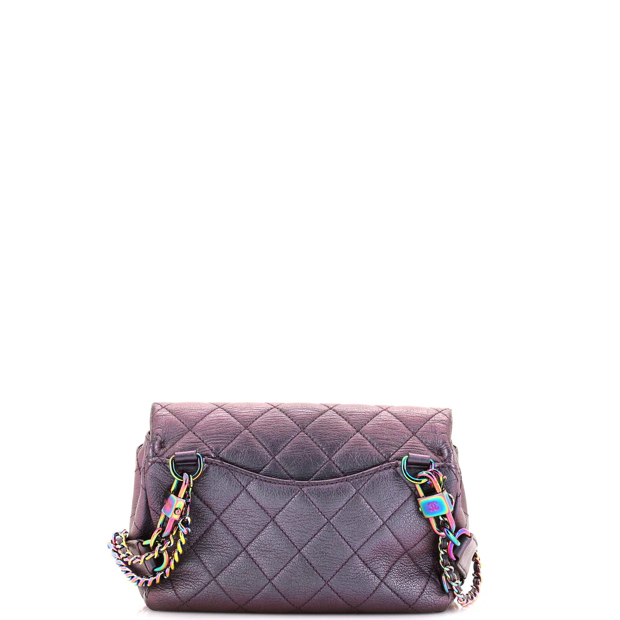 Double Carry Chain Waist Bag Quilted Iridescent Goatskin Small - Deep Luxury
