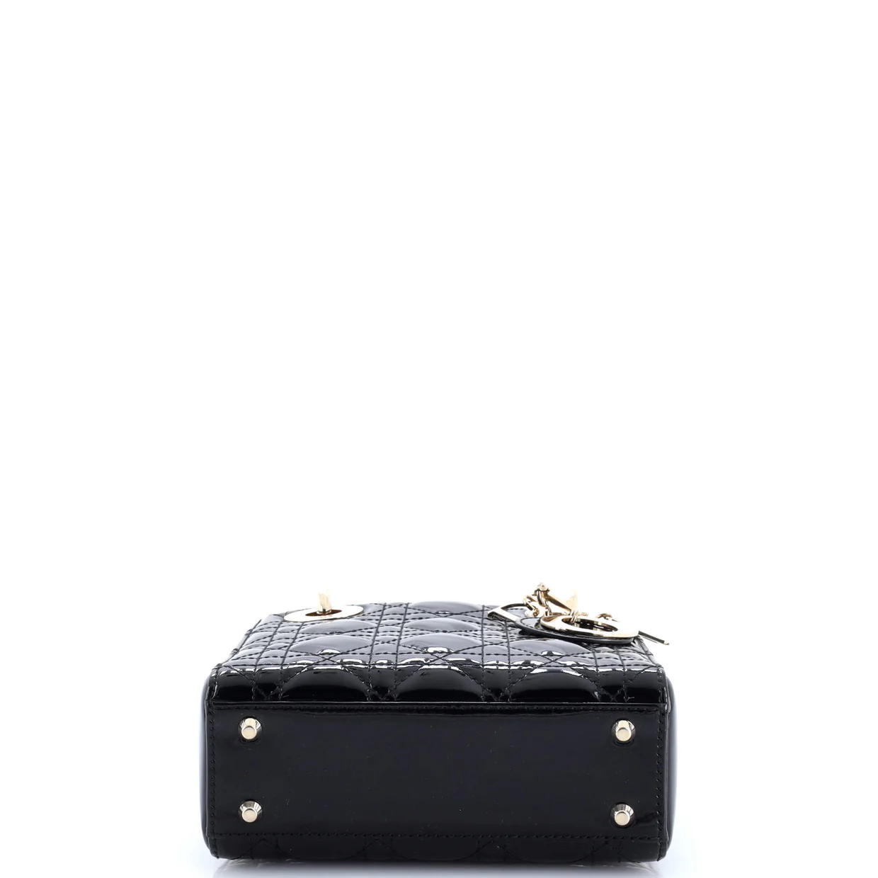 Lady Dior Chain Bag Cannage Quilt Patent Mini - Deep Luxury