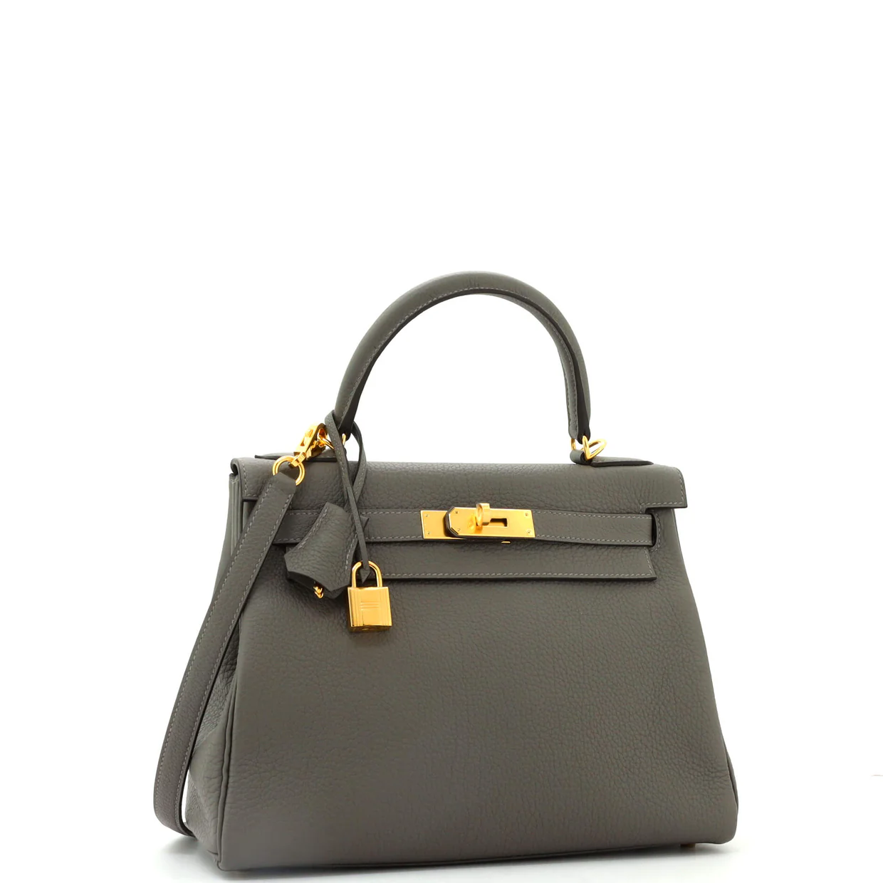 Kelly Handbag Grey Clemence with Gold Hardware 28 - Deep Luxury