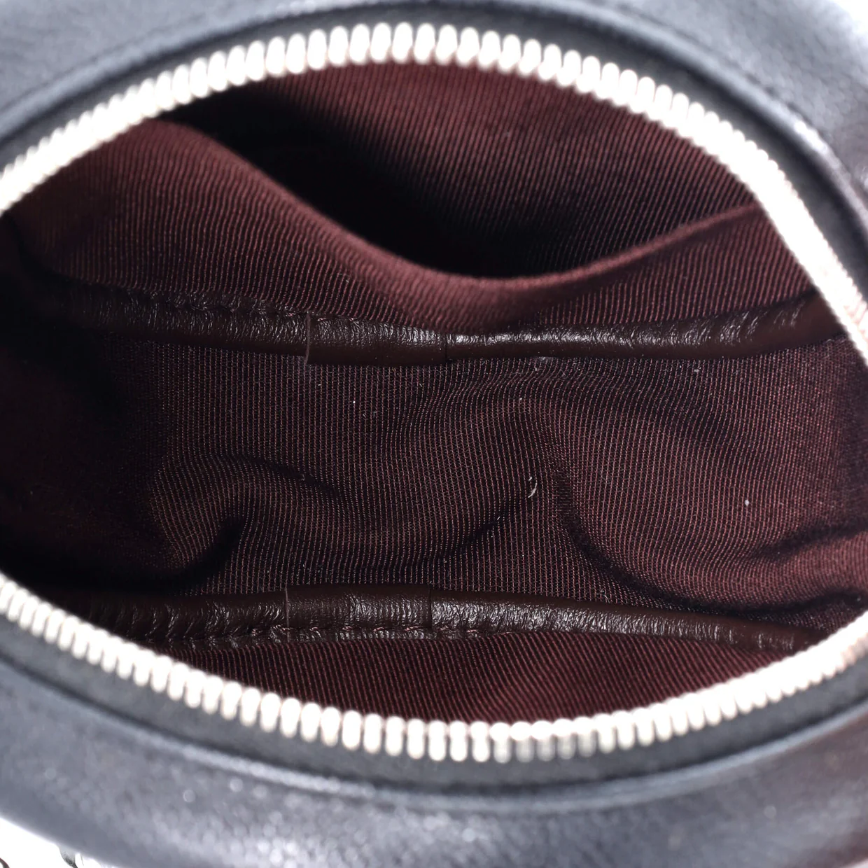 Round Clutch with Chain Quilted Iridescent Caviar Mini - Deep Luxury