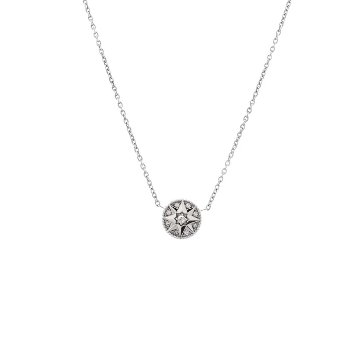 Rose des Vents Necklace 18K White Gold with Diamonds Small - Deep Luxury