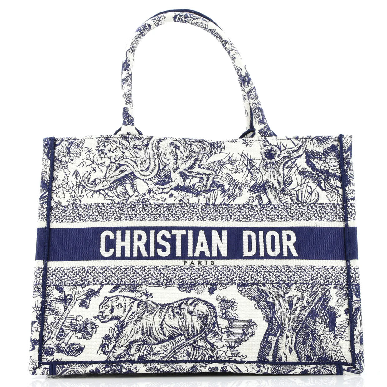 Book Tote Embroidered Canvas Medium - Deep Luxury