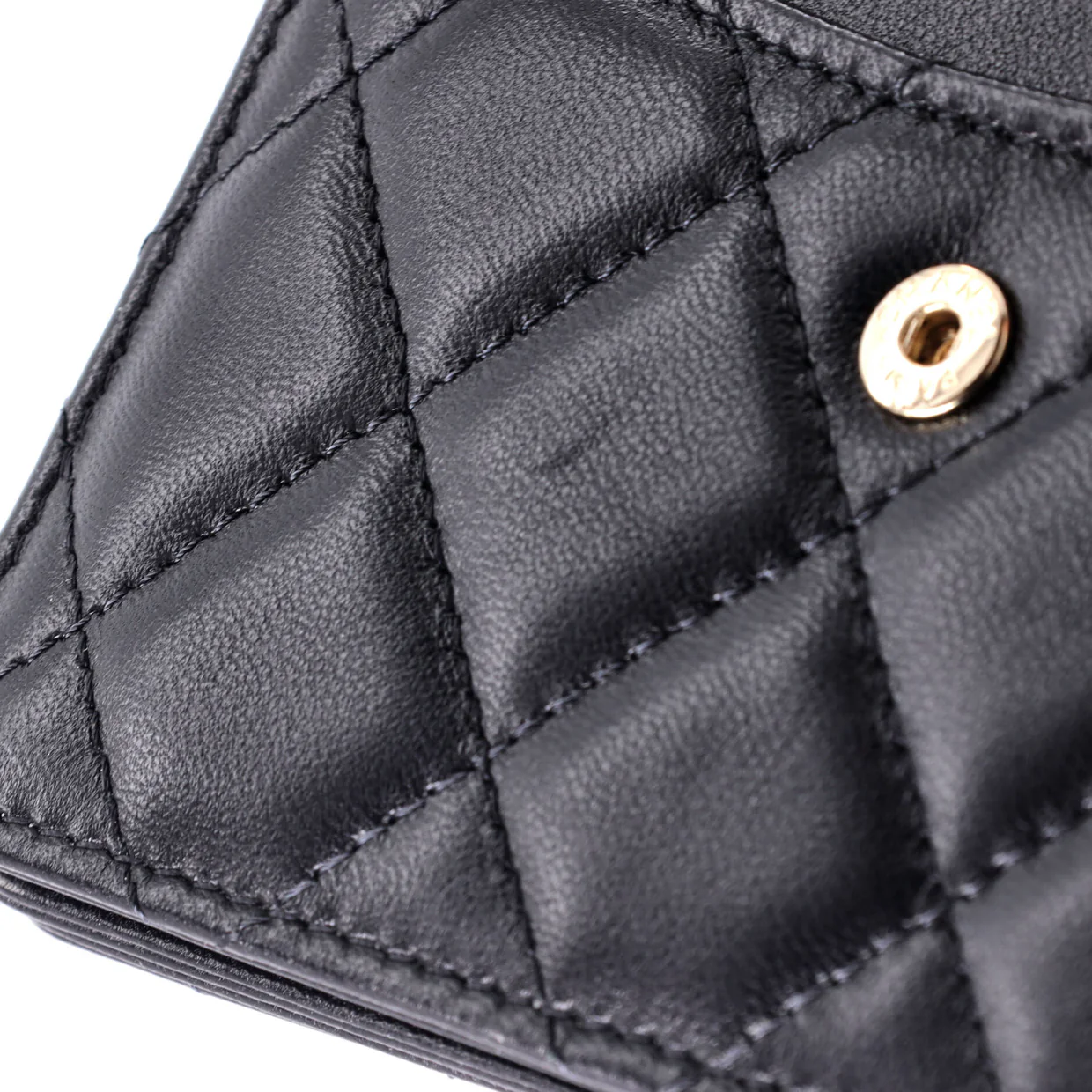 Camellia Bow Flap Card Holder with Chain Quilted Lambskin - Deep Luxury
