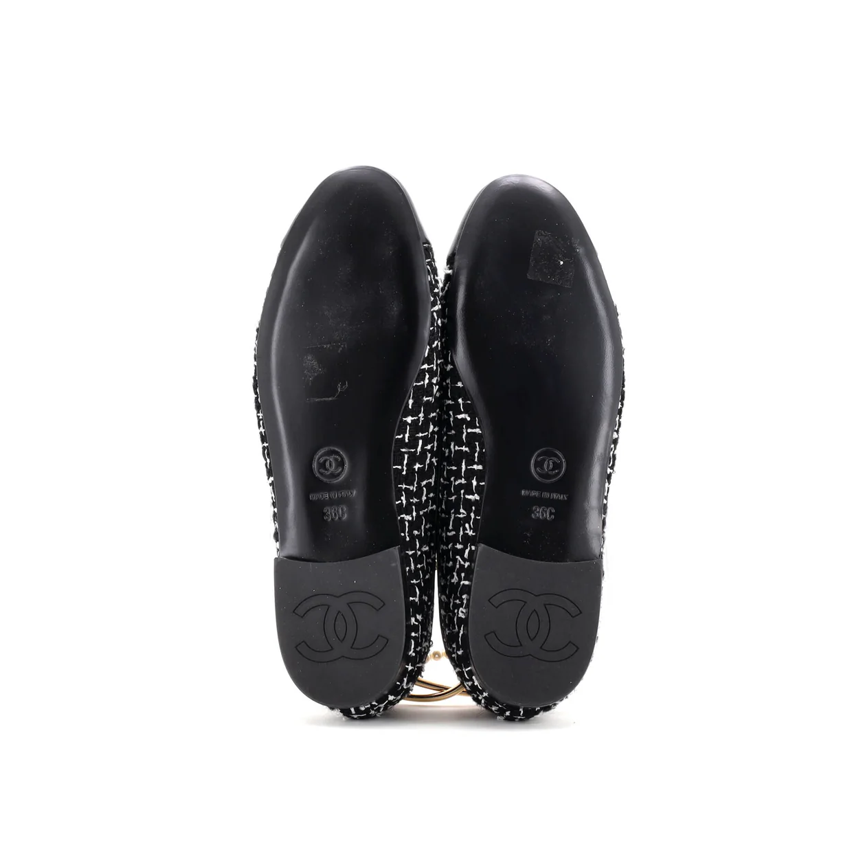 Women's Ballet Flats with Ankle Chain Tweed with Faux Pearls - Deep Luxury