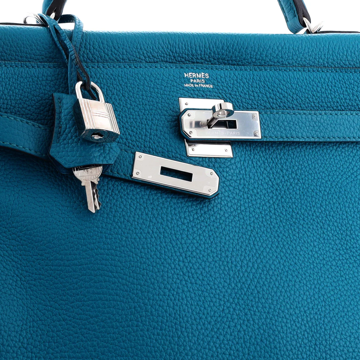 Kelly Handbag Bleu Izmir Togo with Palladium Hardware 32 - Deep Luxury