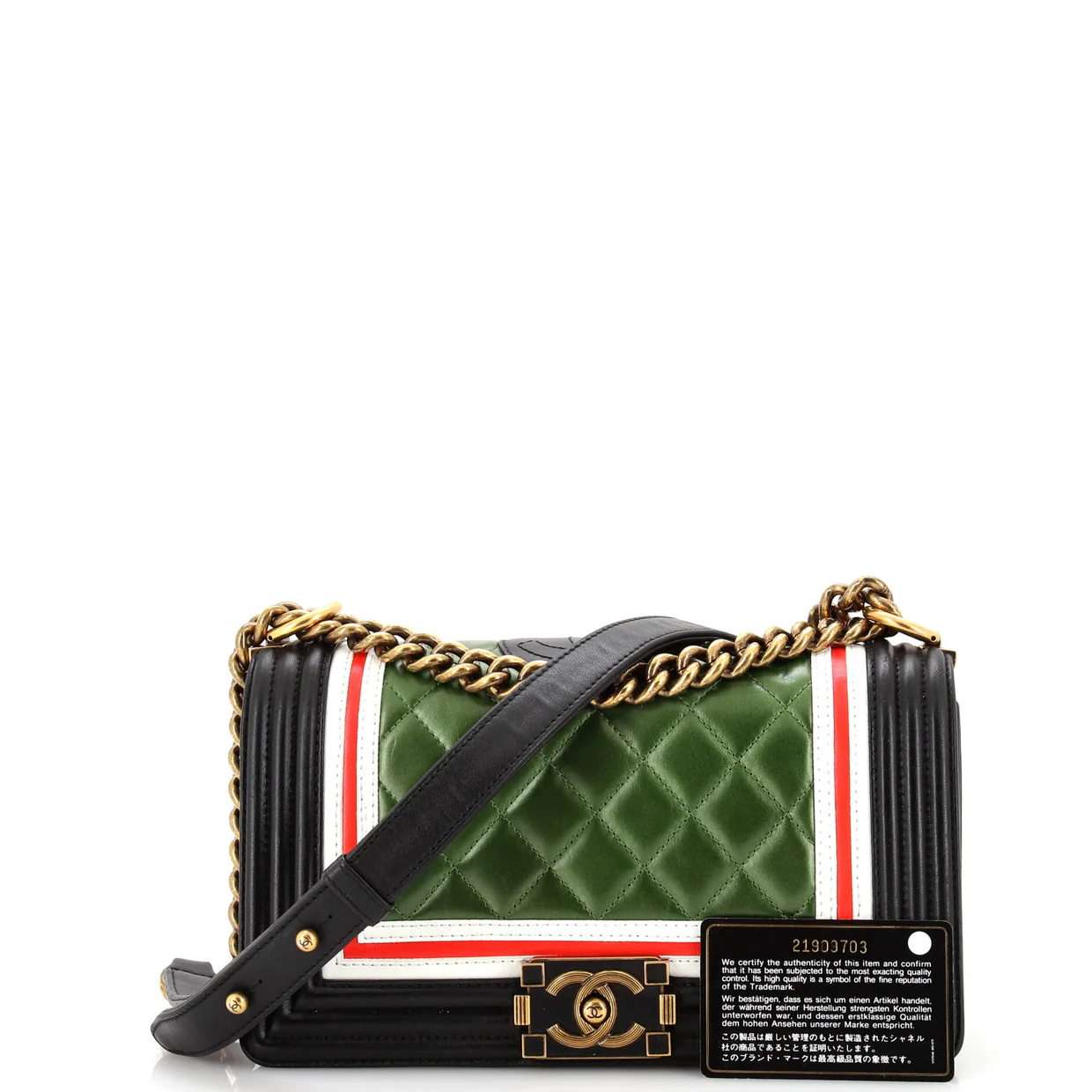 Crest Boy Flap Bag Quilted Lambskin Old Medium - Deep Luxury