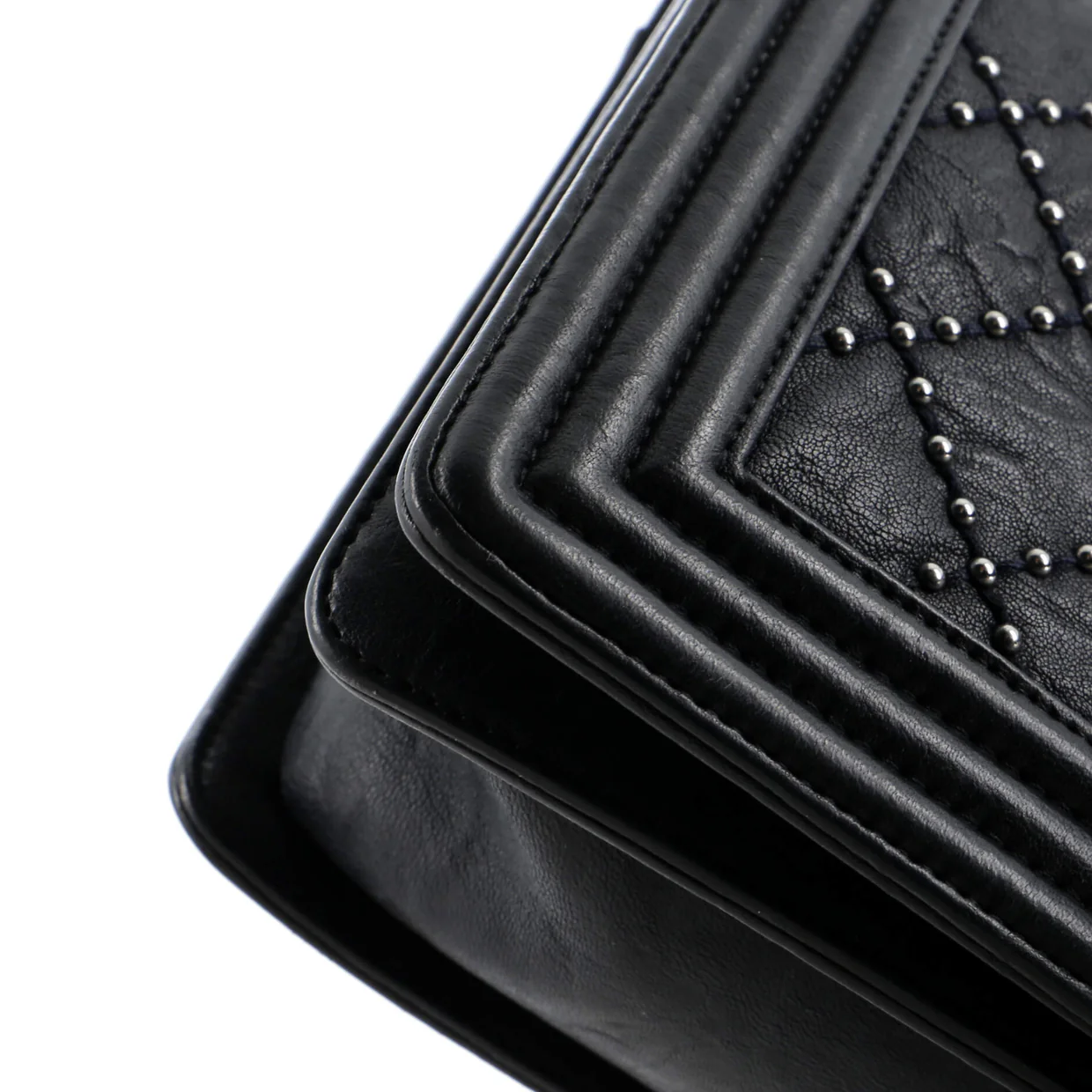 Boy Flap Bag Studded Quilted Distressed Calfskin New Medium - Deep Luxury