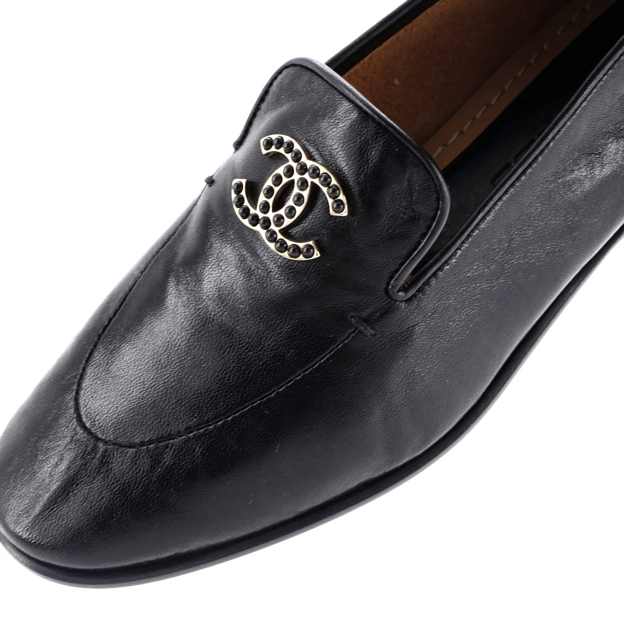 Women's CC Mocassin Loafers Leather with Metal - Deep Luxury