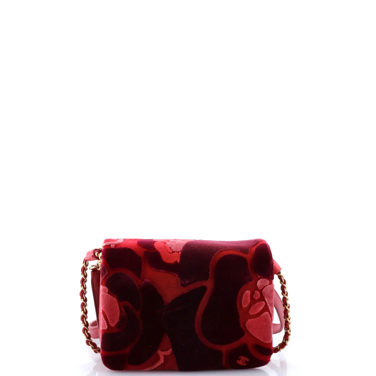 Camellia Compartment Flap Bag Velvet with Leather Small - Deep Luxury