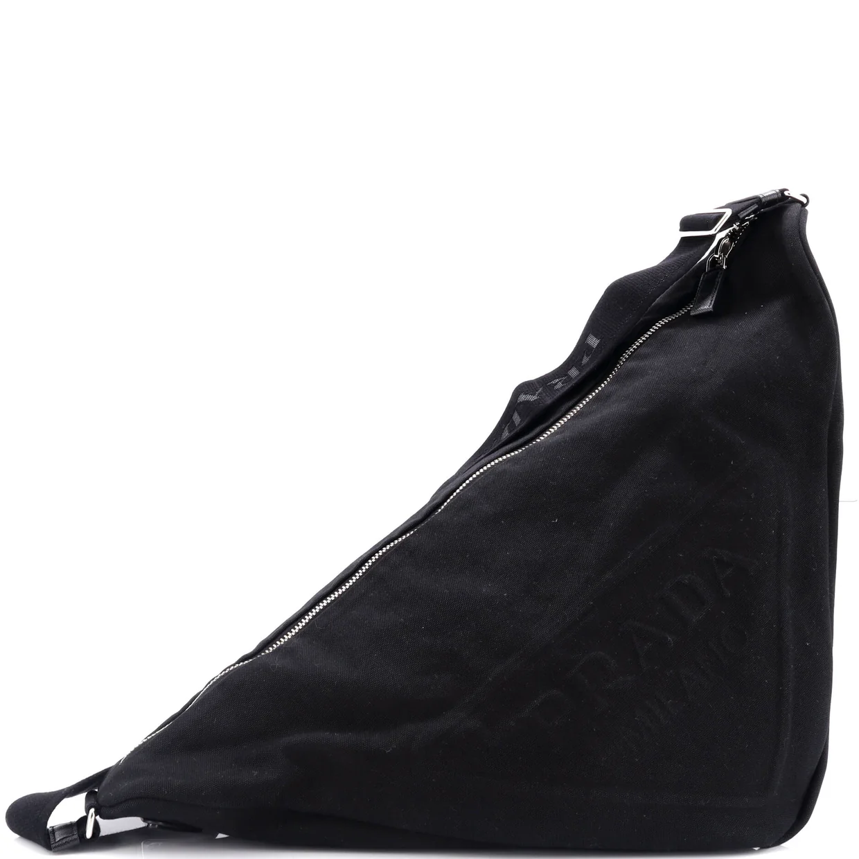 Triangle Logo Zip Crossbody Bag Embossed Canvas Large - Deep Luxury