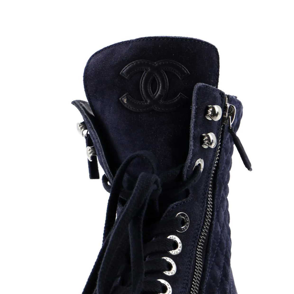 Women's CC Zip Up Combat Boots Quilted Leather - Deep Luxury