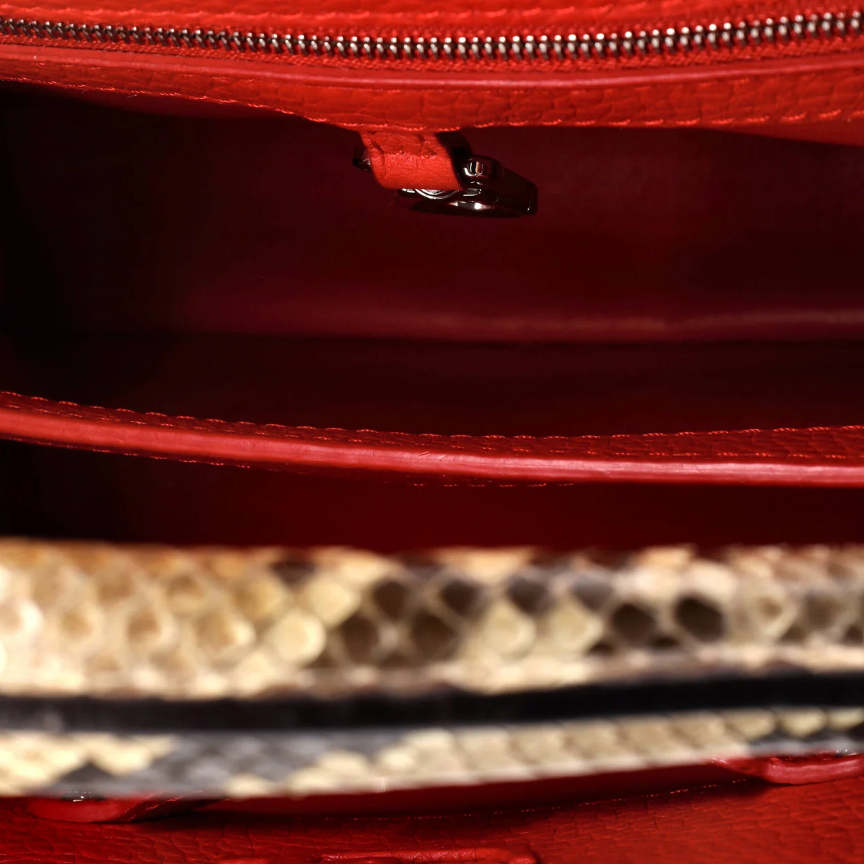 Capucines Bag Leather with Snakeskin BB - Deep Luxury