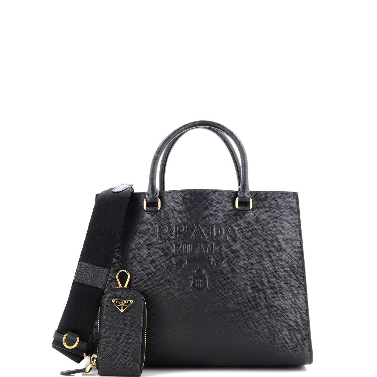 Lux Embossed Logo Tote Saffiano Leather Medium - Deep Luxury