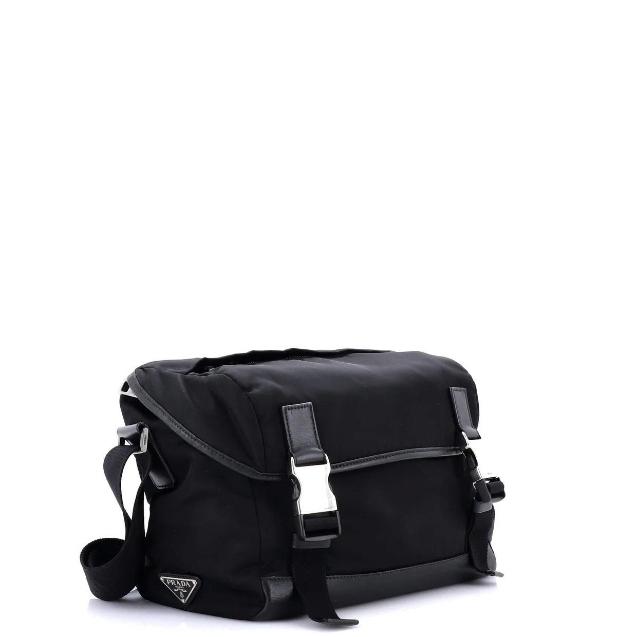 Double Buckle Flap Messenger Bag Tessuto Large - Deep Luxury