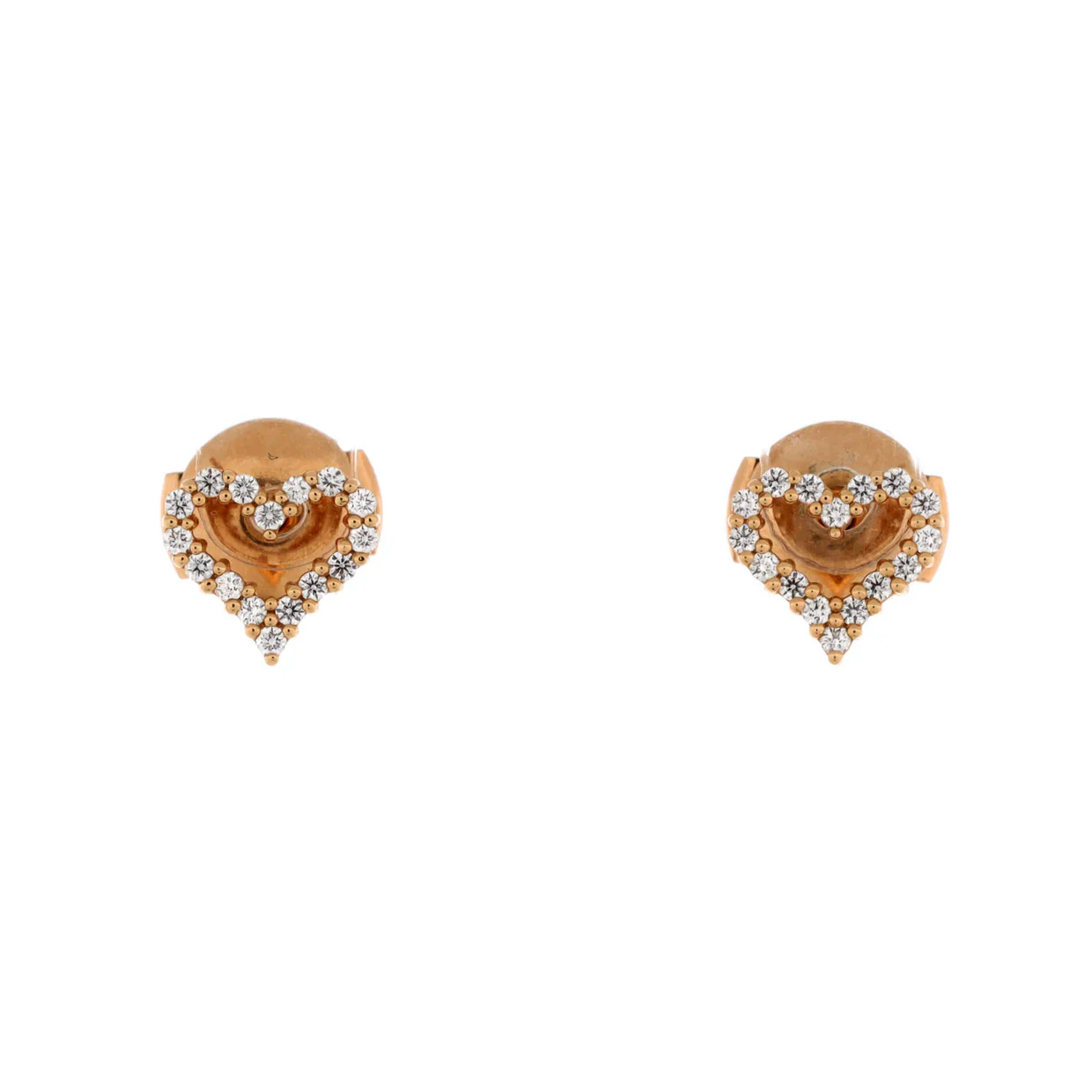 Heart Stud Earrings 18K Rose Gold and Diamonds Extra Mini - Deep Luxury