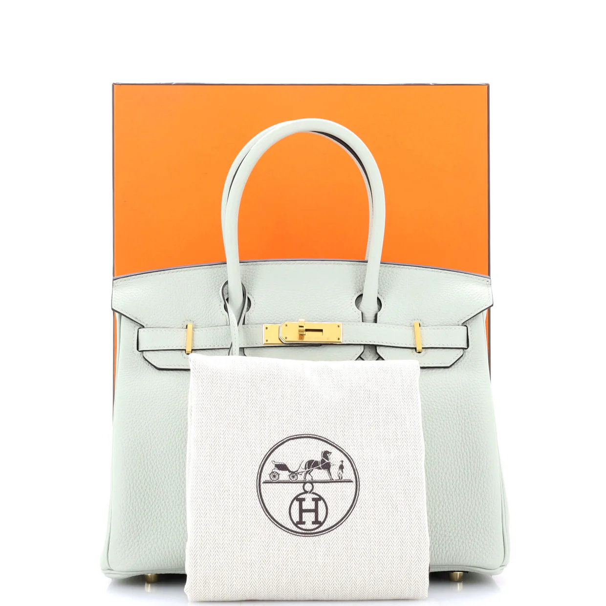 Birkin Handbag Grey Togo with Gold Hardware 30 - Deep Luxury