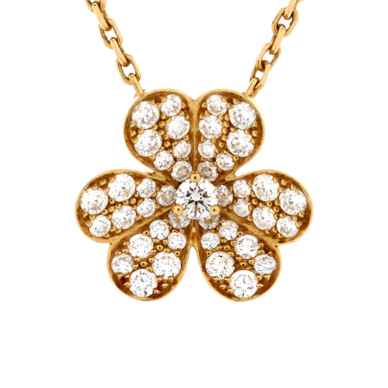 Frivole Pendant Necklace 18K Yellow Gold with Pave Diamonds Small - Deep Luxury