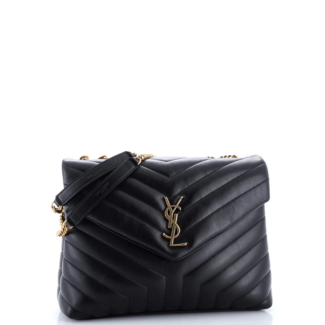 Loulou Shoulder Bag Matelasse Chevron Leather Medium - Deep Luxury