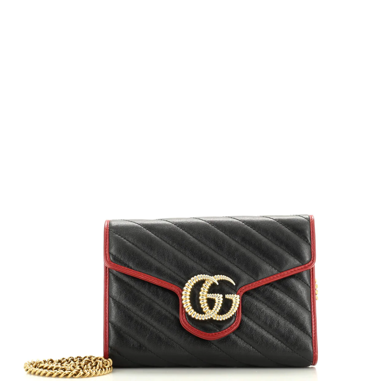 GG Marmont Chain Wallet Diagonal Quilted Leather Mini - Deep Luxury