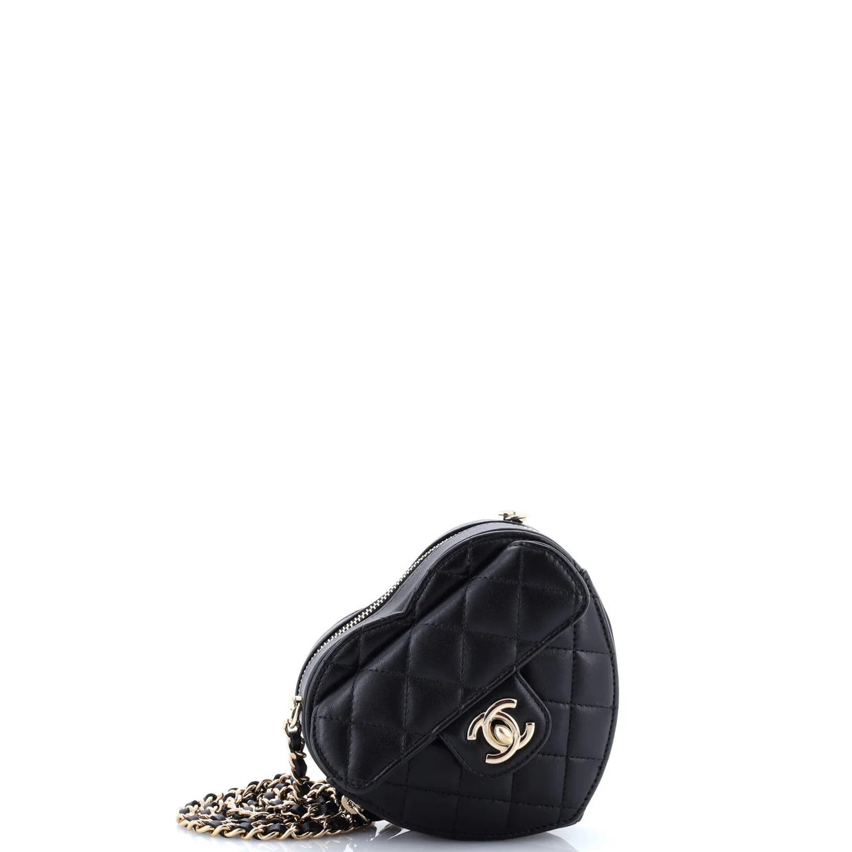 CC in Love Heart Clutch with Chain Quilted Lambskin - Deep Luxury