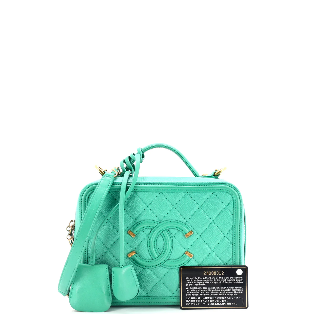 Filigree Vanity Case Quilted Caviar Medium - Deep Luxury