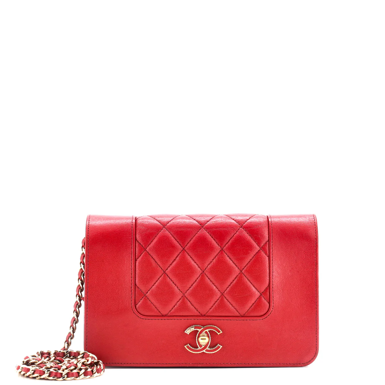 Mademoiselle Vintage Wallet on Chain Quilted Sheepskin - Deep Luxury