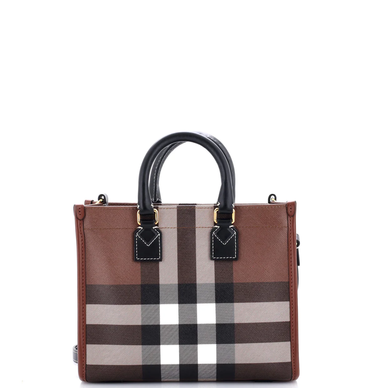Freya Shopping Tote Check Canvas with Leather Mini - Deep Luxury
