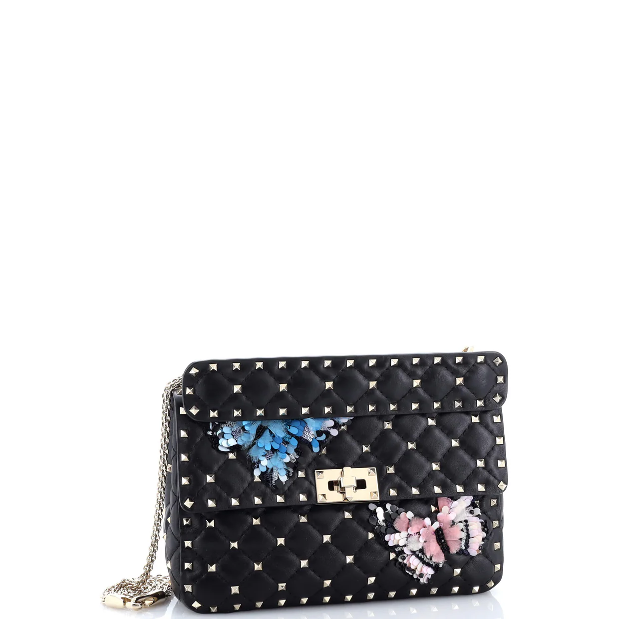 Rockstud Spike Flap Bag Embellished Quilted Leather Medium - Deep Luxury