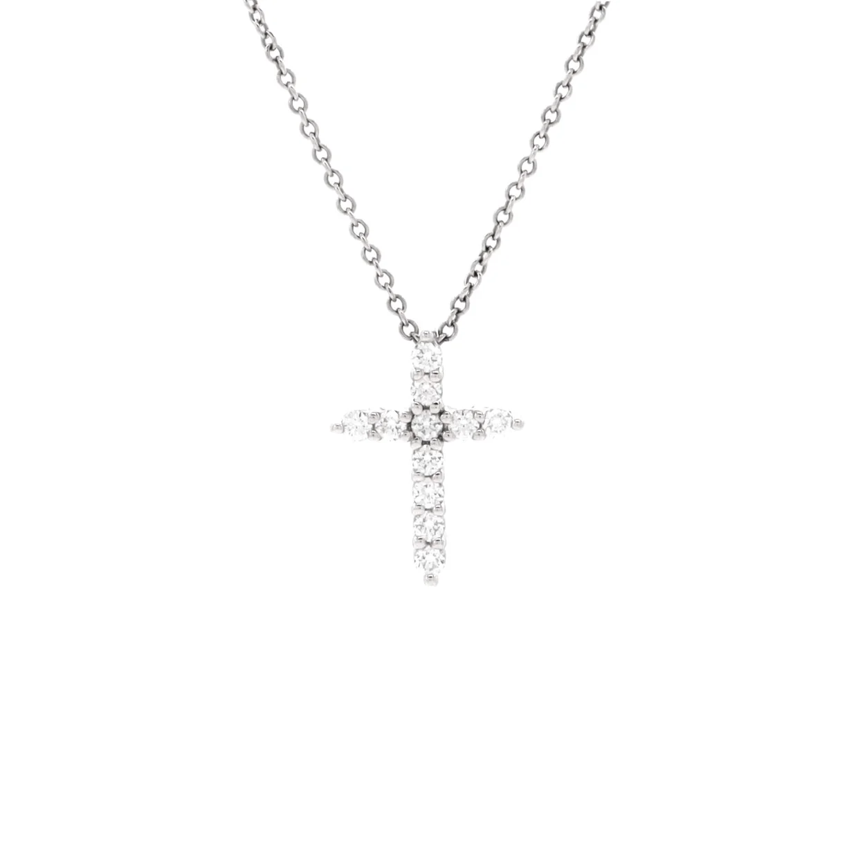Cross Pendant Necklace Platinum and Diamonds Mini - Deep Luxury