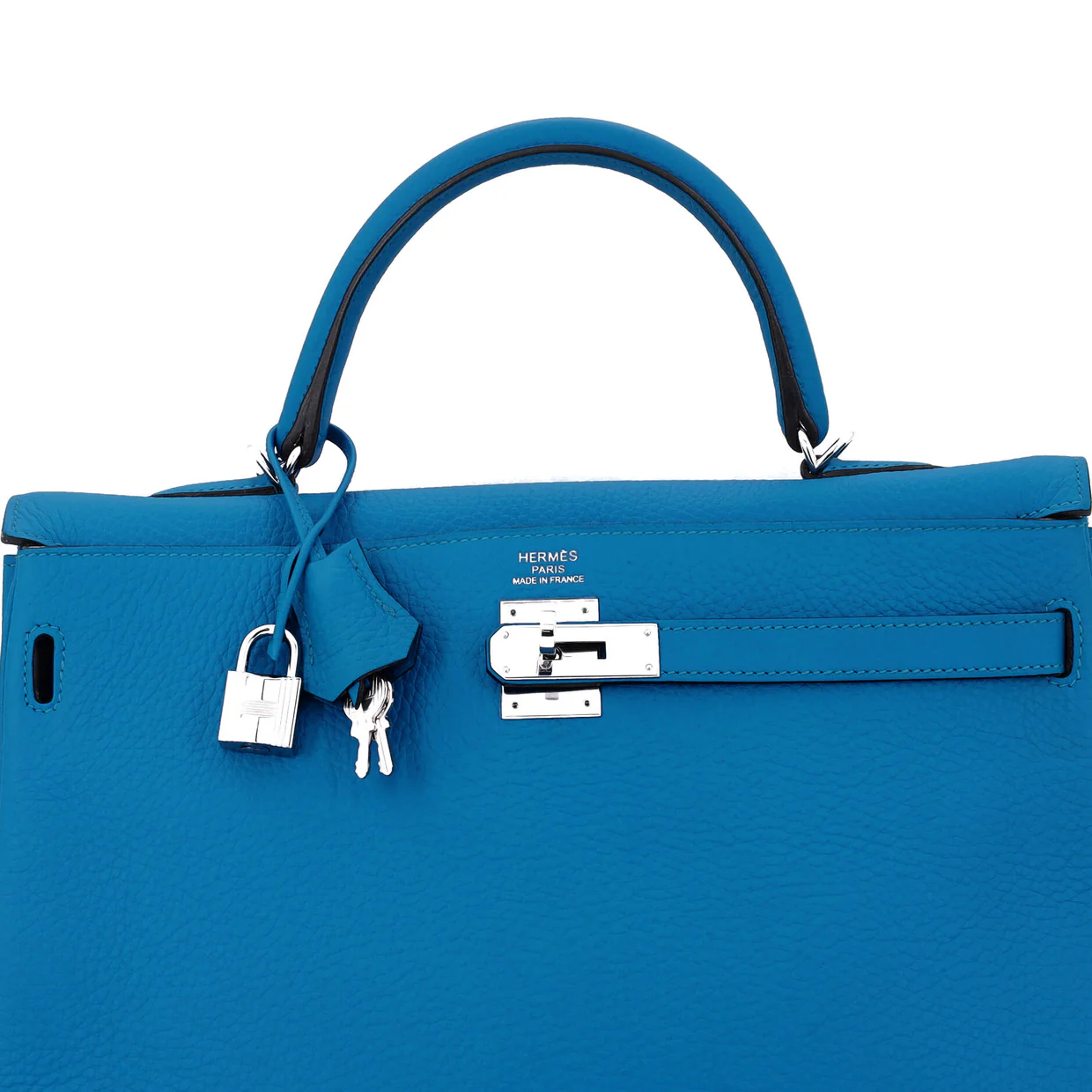Kelly Handbag Bleu Hydra Clemence with Palladium Hardware 35 - Deep Luxury
