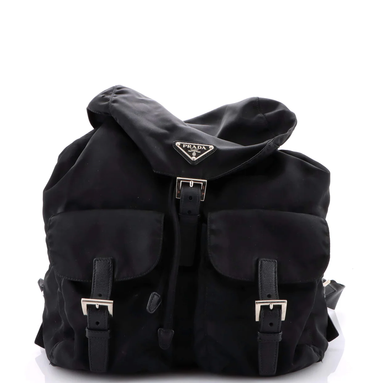 Vela Double Front Pocket Backpack Tessuto with Saffiano Leather Medium - Deep Luxury
