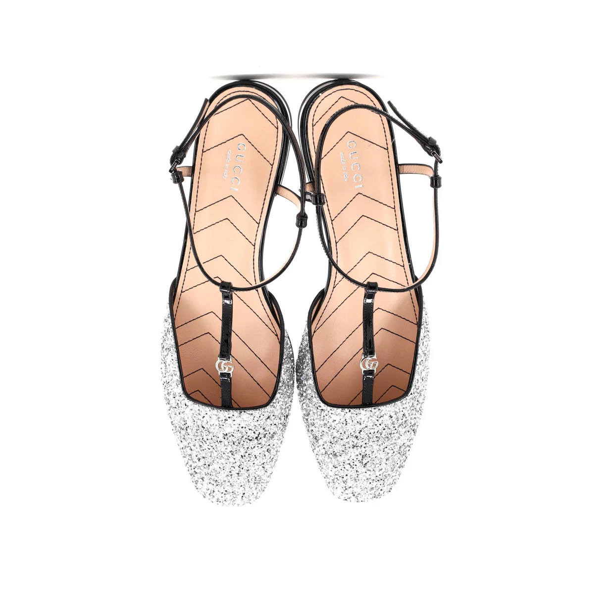 Women's GG Slingback Flats Glitter and Patent - Deep Luxury