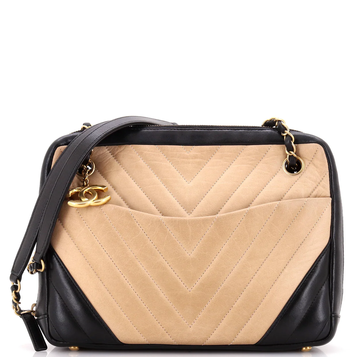 CC Charm Camera Bag Chevron Lambskin Medium - Deep Luxury