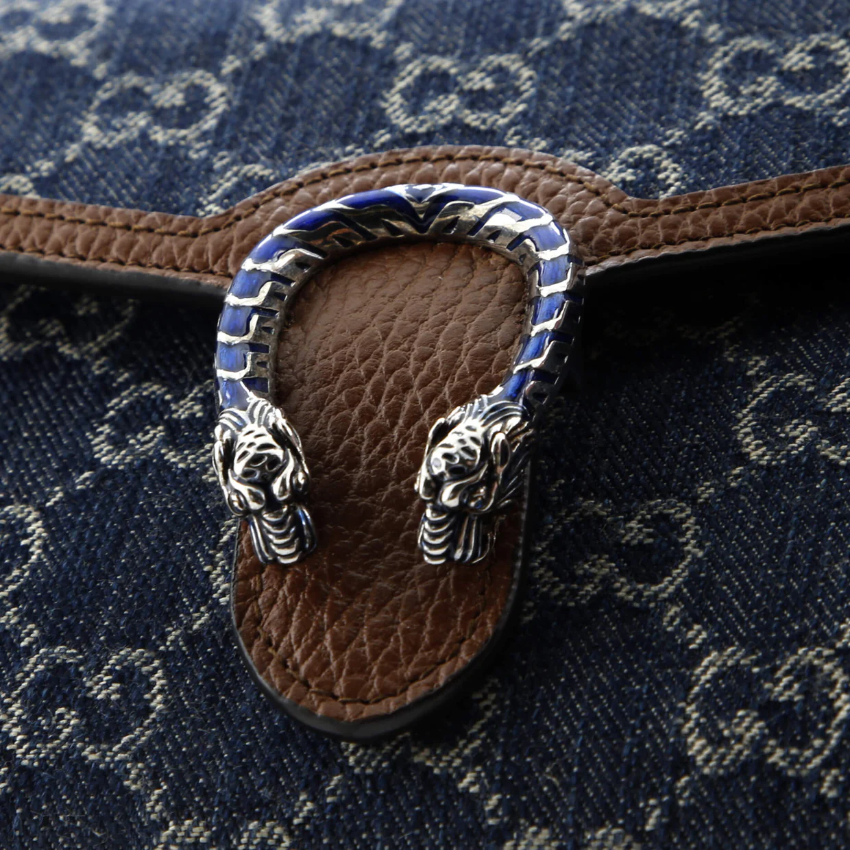 Dionysus Chain Wallet GG Denim Small - Deep Luxury