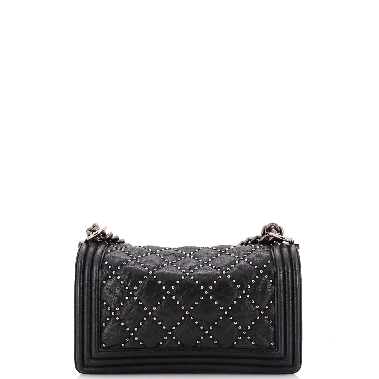 Boy Flap Bag Studded Quilted Distressed Calfskin Old Medium - Deep Luxury