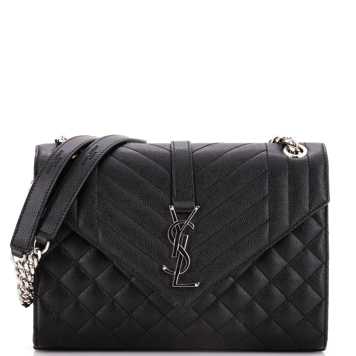 Classic Monogram Envelope Satchel Mixed Matelasse Leather Medium - Deep Luxury