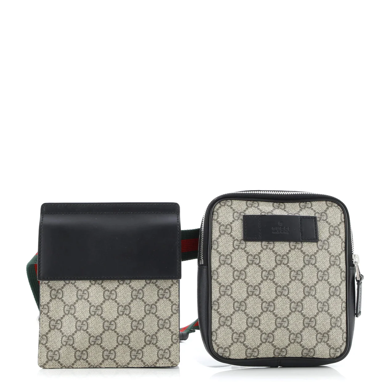 Double Web Belt Bag GG Coated Canvas with Leather - Deep Luxury