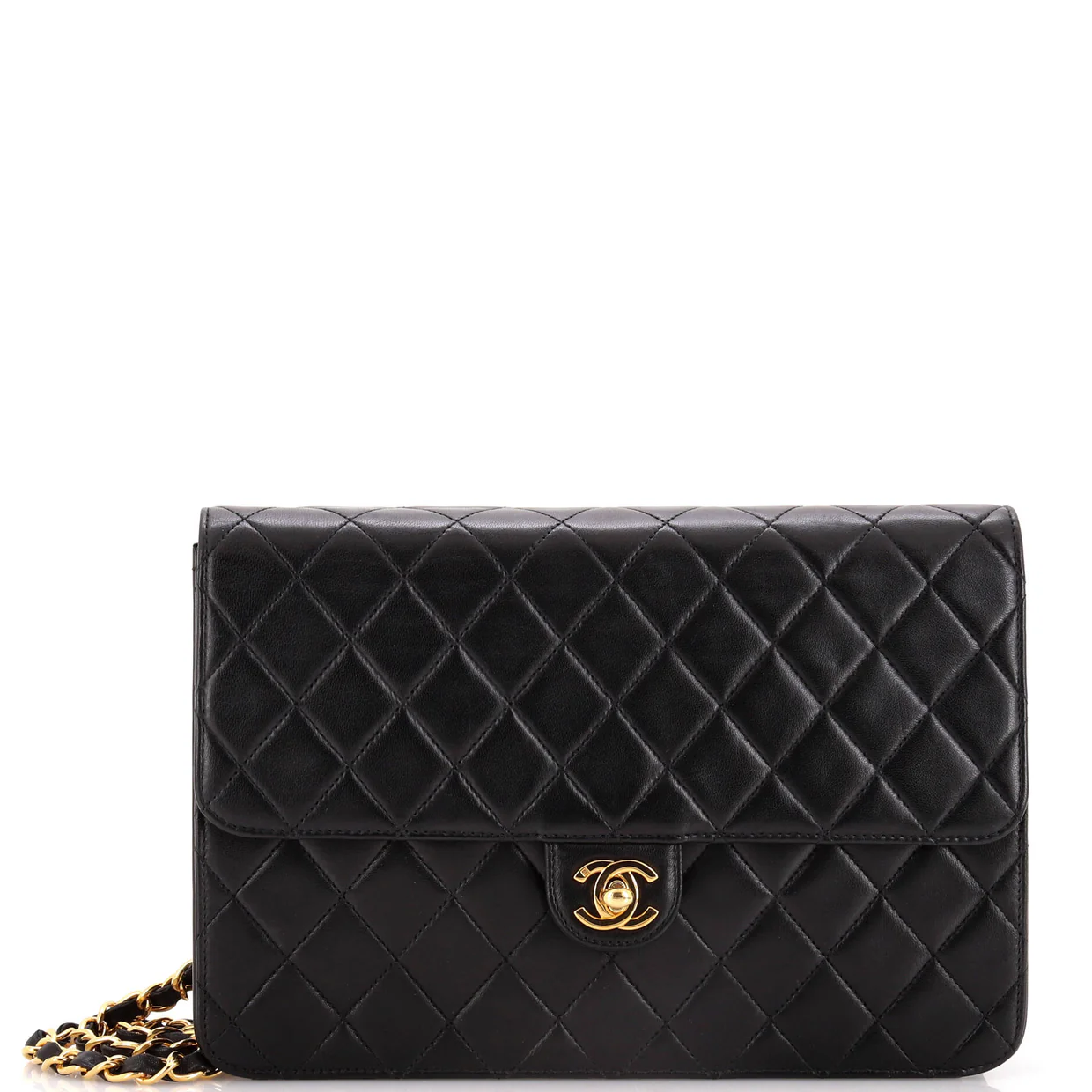 Vintage Clutch with Chain Quilted Leather Medium - Deep Luxury