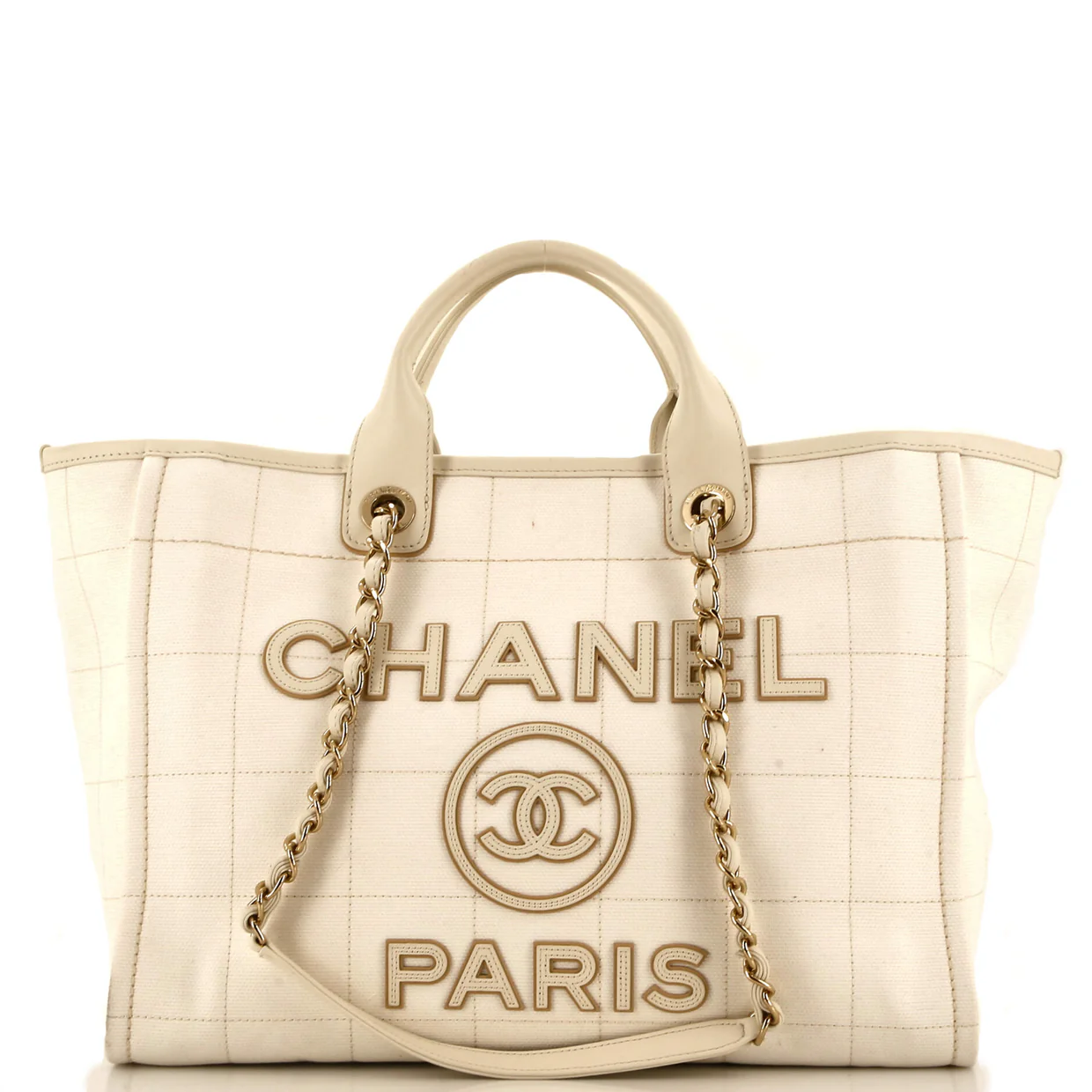 Deauville NM Tote Square Stitched Canvas Medium - Deep Luxury