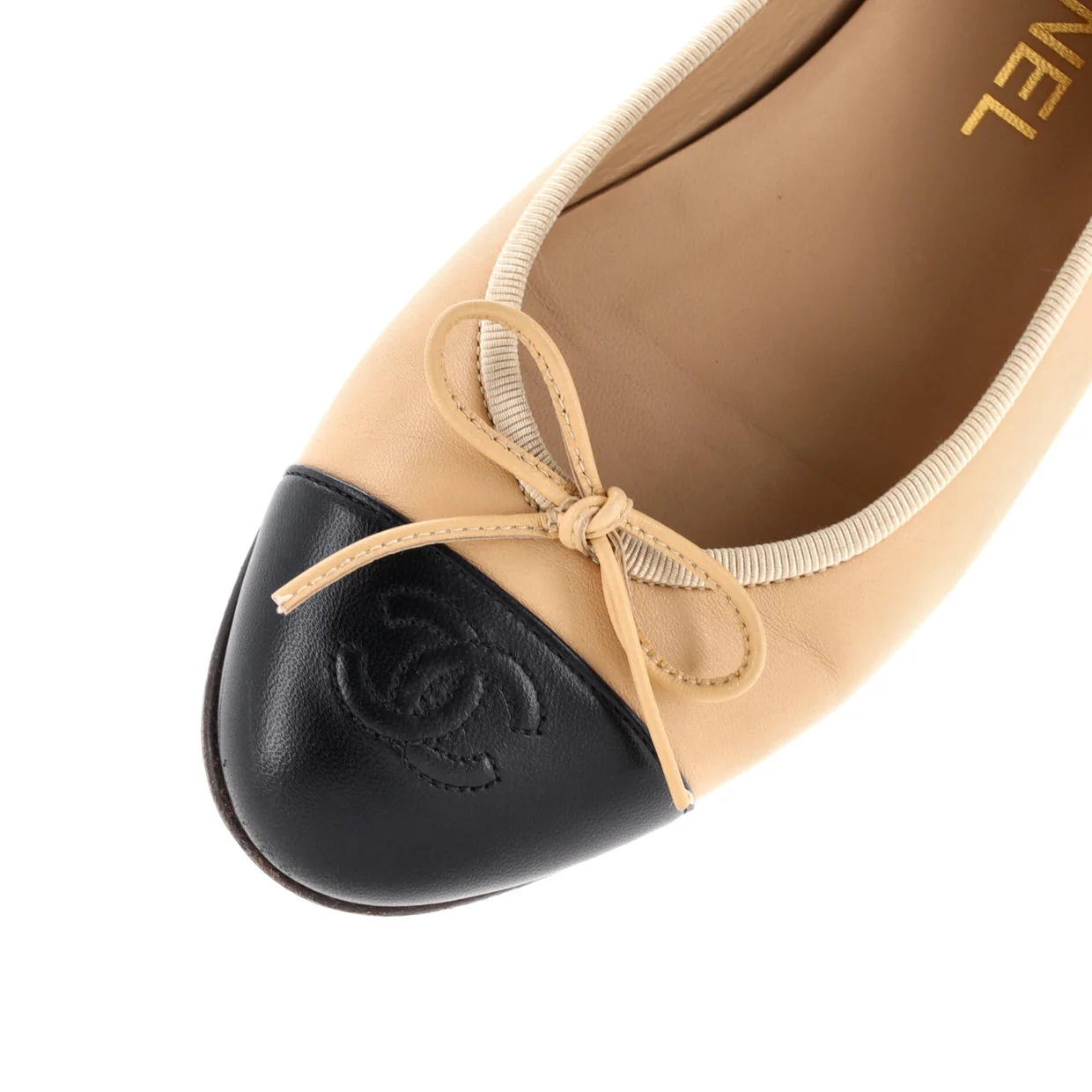 Women's CC Cap Toe Bow Ballerina Flats Leather - Deep Luxury