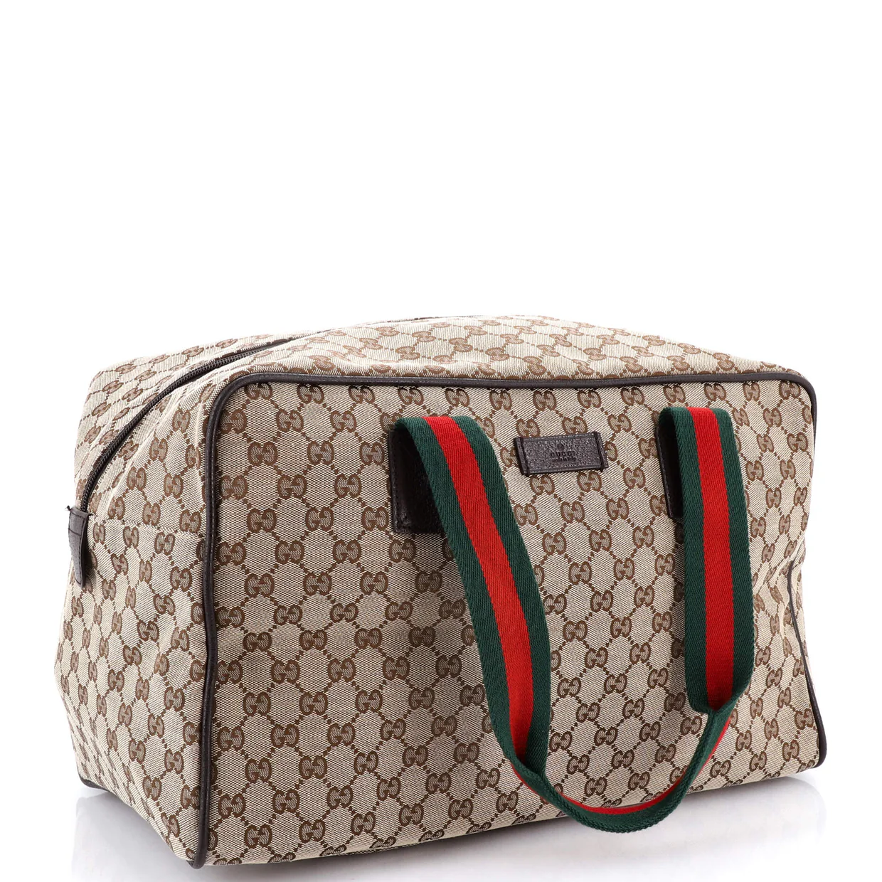 Web Carry On Duffle Bag GG Canvas with Leather Medium - Deep Luxury