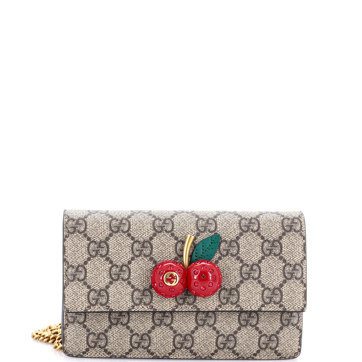 Cherries Wallet on Chain GG Coated Canvas Mini - Deep Luxury