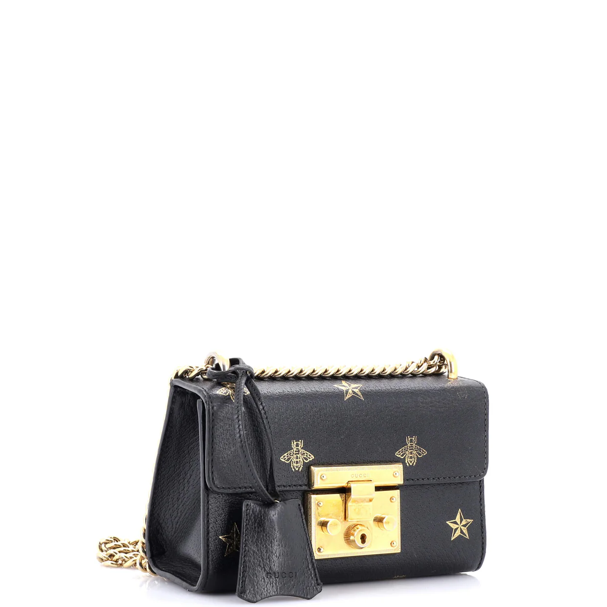 Emily Chain Flap Shoulder Bag Guccissima Patent Small - Deep Luxury