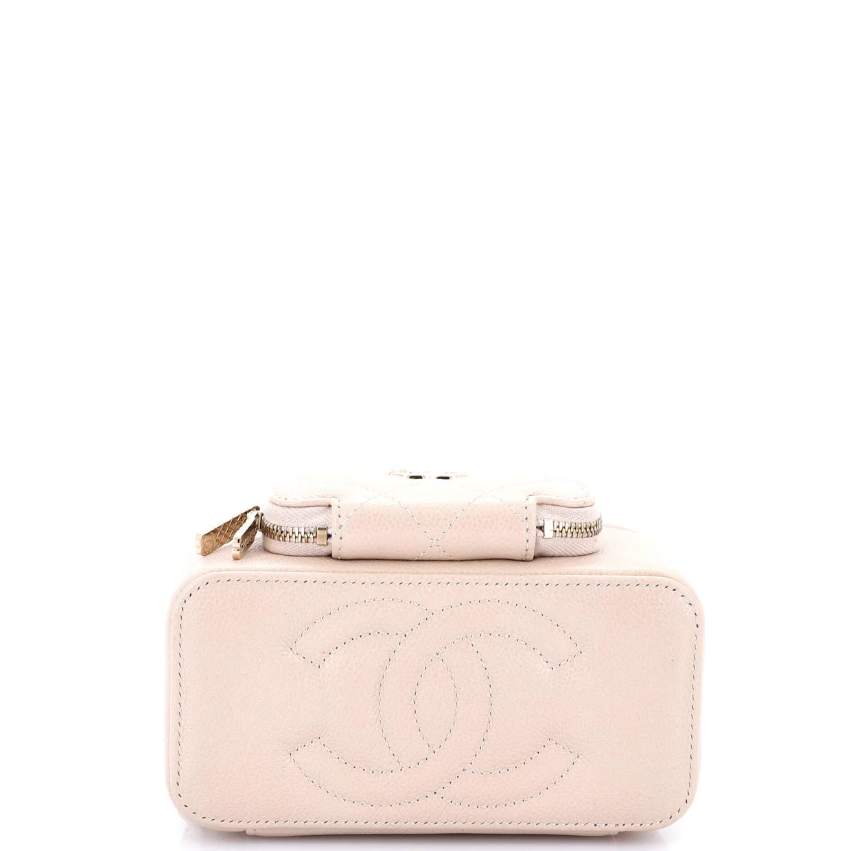 Business Affinity Top Handle Vanity Case with Chain Quilted Caviar Small - Deep Luxury